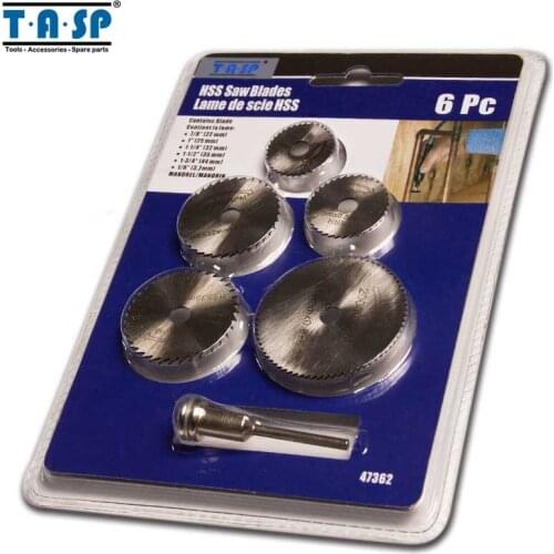 6pcs/set Mini HSS Saw Blades Rotary Tool Circular Saw Blade Mandrel Fit Drill Kit for Wood and Aluminium Bronze Blades Tool