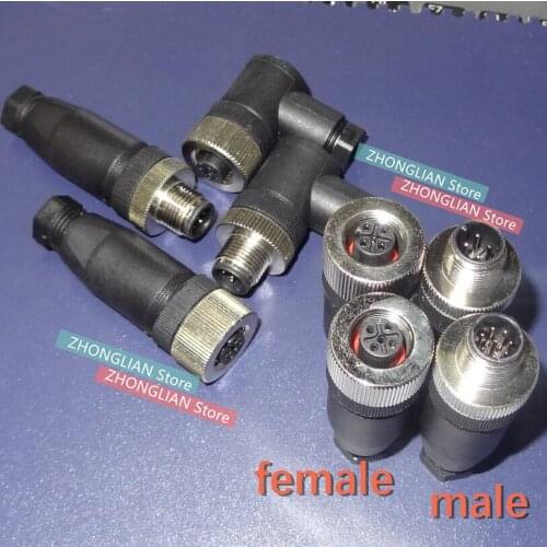 1pcs M12 aviation plug 4/5/8/ core / pin / hole Gongtou sensor connector / Cable / docking (A/B/D Code) waterproof Plug