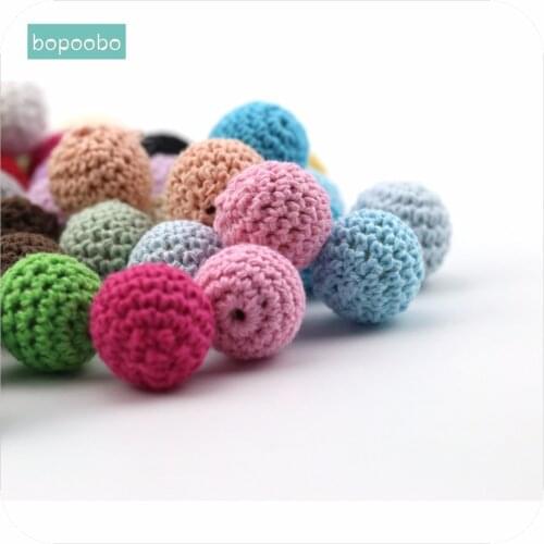 Bopoobo Baby Nursing Accessories Crochet Beads 20mm 5pc Food Grade Teether DIY Jewelry Crib Sensory Toy Baby Teether