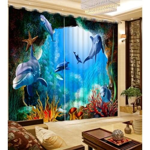 Decoration child Bedroom living room Curtains underwater world customize 2019 window curtain