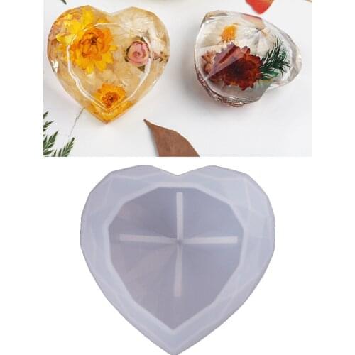 DIY Cutting Surface Epoxy Crystal Glue Drop Heart Diamond Gift Mirror Silicone Mold Plaster Mold ValentineS Day Gift JU0194