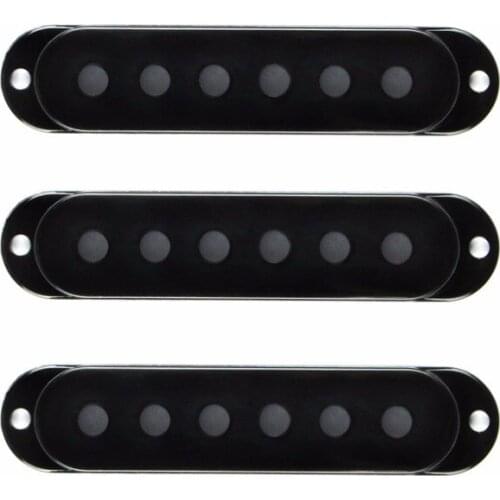 FLEOR Set of 3pcs Black Strat Guitar Single Coil Pickup Covers Plastic Accessories For Electric Guitar