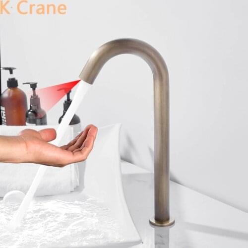 Infrared Motion Sensor Faucet Bathroom Smart Touchless Tap Basin Sink Antique Gold Automatic Torneira Washbasin Induction Taps