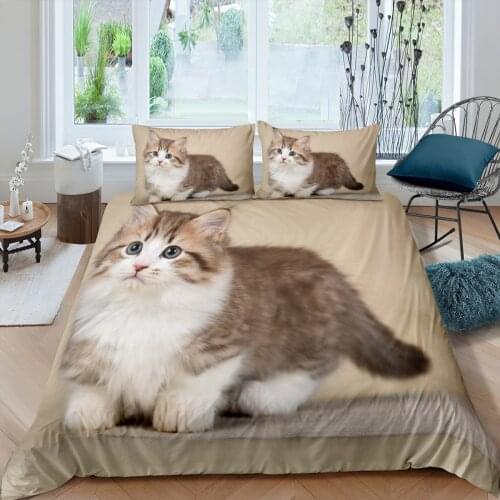 Cartoon Cat Bedding Set Boys Teens 3D Cute Animals Print Duvet Cover Bedclothes Home Luxury Housse De Couette Dekbedovertrek