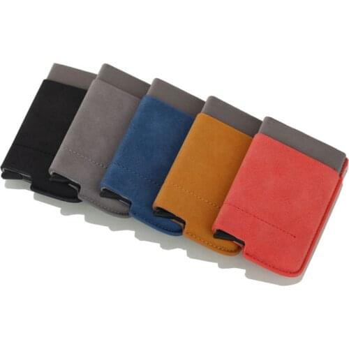 1 Piece Pu Leather Stainless Steel Blocking Rfid Wallet Business Aluminium Credit Card Holder Purse Automatic Pop Up Card Case