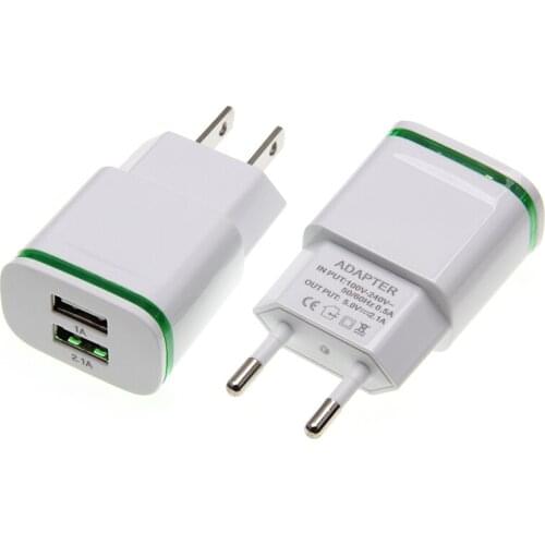 Yuntohe Dual USB Wall Charger For iPhone Samsung Android 2A 2 Ports Mobile Phone Universal Fast Charge LED Light Travel Adapter