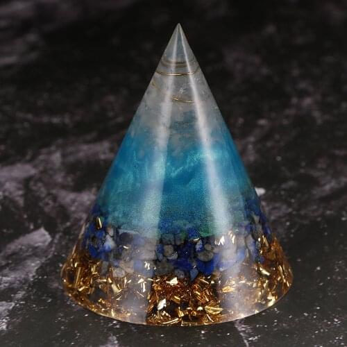 Natural White Crystal Lapis Lazuli Orgonite Pyramid Chips Gravel Orgone Energy Generator Meditation Healing Reiki Jewelry