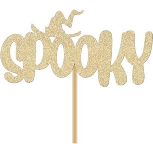 Personalize Spooky Halloween Cake Topper Happy Boo Sign Food Pick Centerpiece Decoration for a Party Themed Ghost Scary Trick