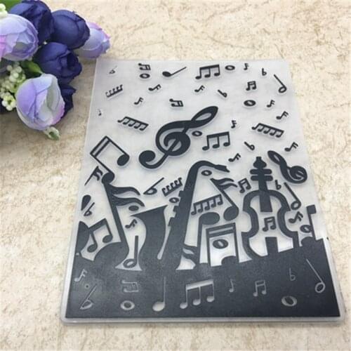 PLASTIC EMBOSSING FOLDER guitar music birthday scrapbook album card packing decoration cutting dies paper craft stencils