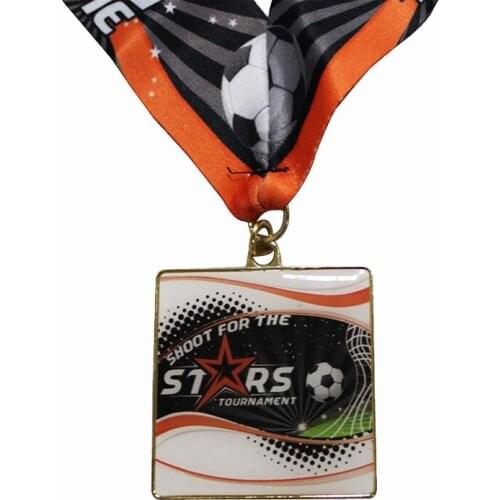 Custom Rectangular Zinc Alloy Soft Enamel Medal with Ribbon