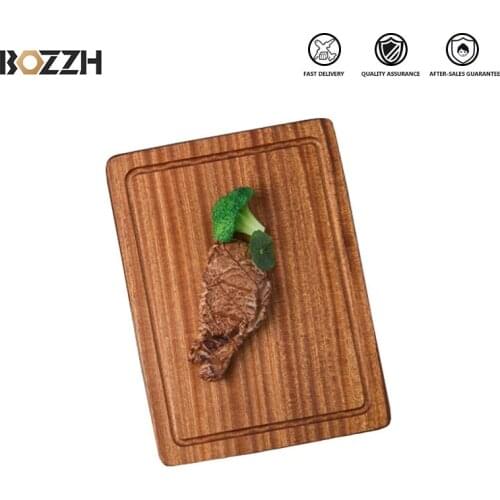 BOZZH Solid Wood Chopping Cutting Board Tray Non-slip Vegetable Meat Steak Bread Board Cutting Kitchen Accessories