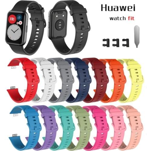 Rubber Strap for Huawei Watch Fit Smart Wristband Bracelet Accessories High Quality Replacement Sport Band Protector Case Shell