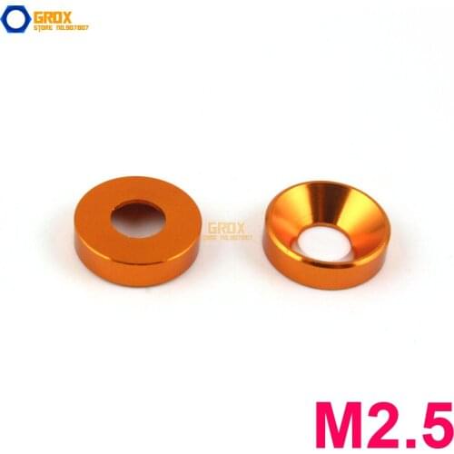 30 Pieces M2.5 Orange Aluminum Washer Countersunk Flat Head Screw Washer