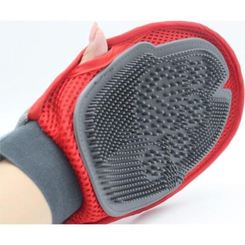 Red Glove For Cats Cat Grooming Pet Dog Hair Deshedding Brush Comb Glove For Pet Dog Finger Cleaning Massage Glove For Animal