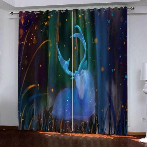 Blue curtains Customized 3d curtains new window balcony thickened windshield blackout curtains