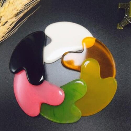 1 pc Gua Sha Scraper Board Massage Face Neck Skin Lifting Wrinkle Remover Imitation Jade Powder Crystal Scraping Tablets