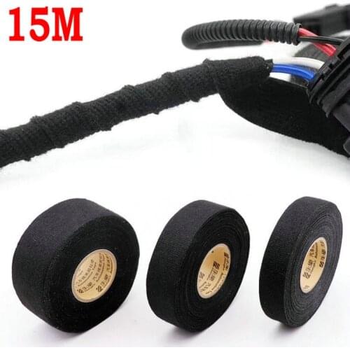 15 Meter Heat-resistant Flame Retardant Tape Adhesive Cloth Tape for Car Cable Harness Wiring Loom Protection Electrical Tape