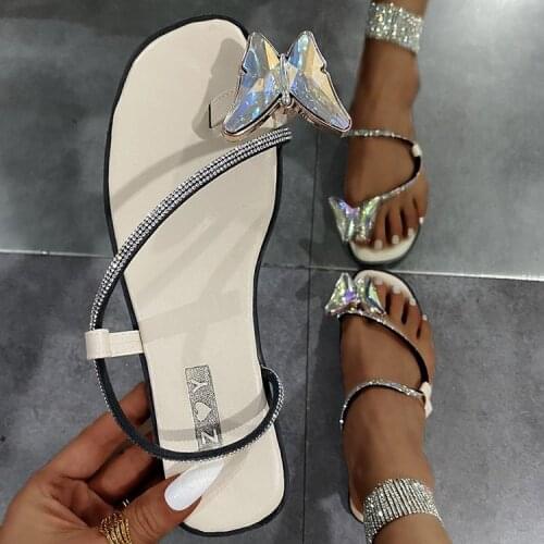 New Womens Shoes Fashion Classic Butterfly Rhinestone Flat Sandals