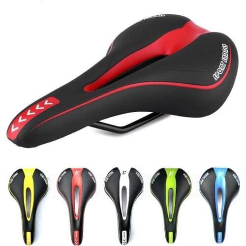 Bike Seat Comfortable Bicycle Saddle Silicone Cushion PU Leather Middle Hollow Shockproof Men Women MTB Road Cycle Cushion Pad