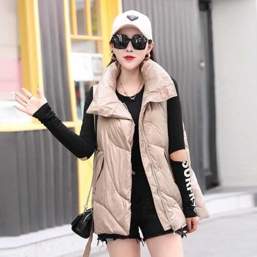 2021 Autumn Winter Large Size Korean Loose Casual Women Cotton Vest Short Fashion Thickening Warm Lapel Outwear Female Waistcoat