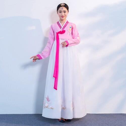 Hanbok Korean Clothing Traditional Embroidery Costume Hanbok Korean Traditional Dress National Women Performance Costumes SL1531