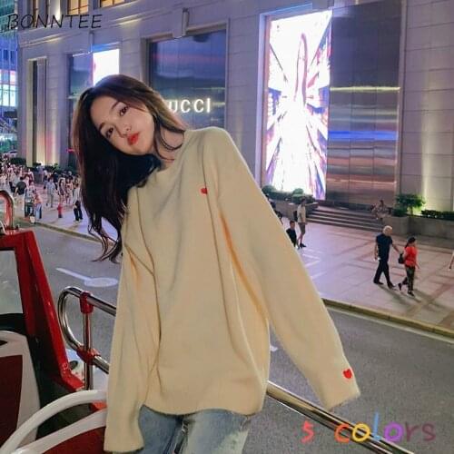 Sweaters Women Sweet Pullovers O-Neck Knitting Oversized Print Spring 2021 Lady Clothing All-match Plus Size 3XL Fashion Lovely