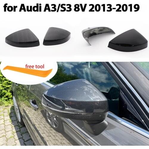 2pcs For Audi A3 S3 8V RS3 Car Rearview Mirror Covers Cap Shell Housing door side wing mirror covers Car Accessories
