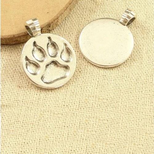 200PC/Lot Metal Silver Footprints Pet Dog Cat ID Tags DIY Name Address Pendant Puppy Jewelry Charm Accessories ZA5427