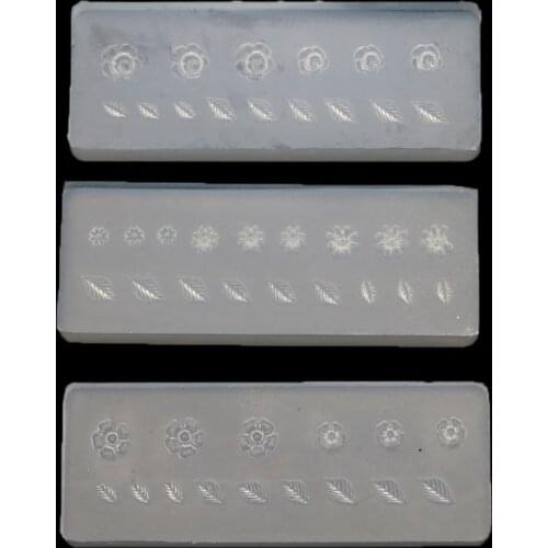 3Pcs Floral Decortive Nail Art Silicone Mold Leaves Flower Nail Carving Molds B95F