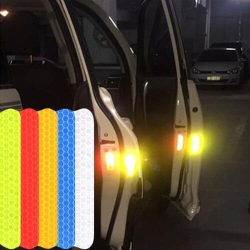 4 Pieces/set Car Reflective Stickers Car Door Wheel Eyebrow Sticker Decal Warning Tape Safety Mark Reflective Strips