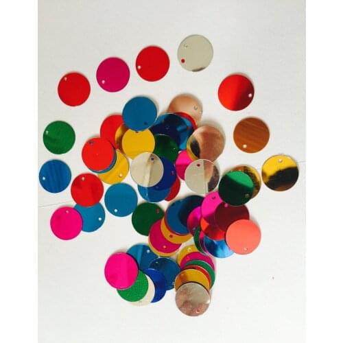 50g/lot Large Round Sequins 15mm PVC Sequin Flat Round With Side Hole Dancing Dress Accessory Mix Colors Confetti