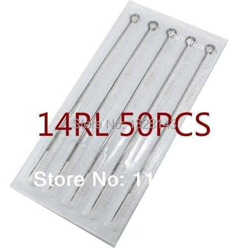 50PCS 14RL Pre-Made Disposable Sterilized Tattoo Needles Round Liner Tattoo Needle tattoo tubes grips tips supply