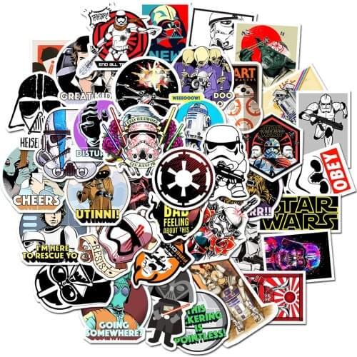50 pcs/Pack Star Wars Anime Cartoon Car Motorcycle Phone Travel Luggage Trolley Laptop Computer Sticker Toy