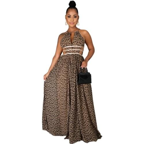 African Dresses For Women 2021 Summer Sleeveless New Africa Clothes Dashiki Leopard Ankara Bazin Traditional Robe Maxi Dress