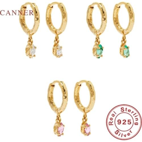 CANNER Fashionable High Grade Wrinkled Zircon Earrings For Women S925 Sterling Silver Earrings Hoops Fine Jewelry Pendientes