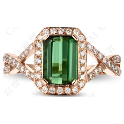 CaiMao 2.1ct Natural Pink Tourmaline & 0.41ct Diamond 18k Gold gemstone engagement ring Fine Jewelry