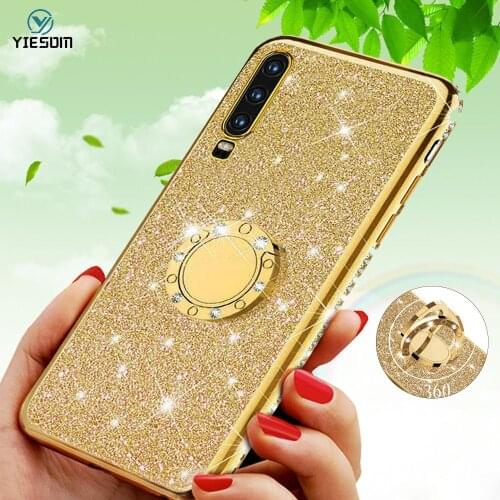 3D Diamond Glitter Bling Soft Case For Samsung Galaxy A50 A70 A30 A10 A7 2018 S8 S9 S10e S10 Plus Note 9 8 With Car Ring Holder