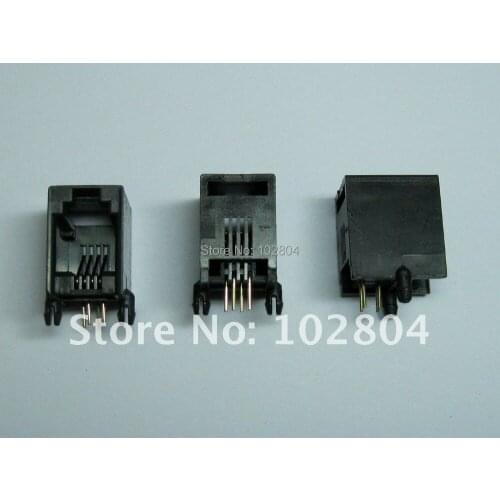 Black 4P4C Without flange Side entry Modular Network PCB Jack Connector 100 pcs per lot Hot Sale