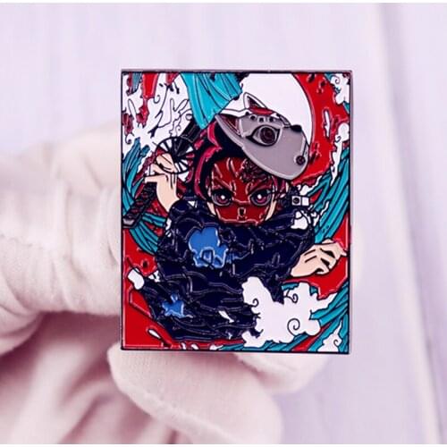Demon Slayer Kimetsu No Yaiba Enamel Brooch Pin Metal Badges Lapel Pins Brooches Jackets Jeans Fashion Jewelry Accessories