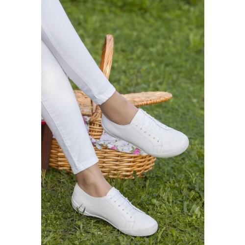 Deripabuc Genuine Leather White Women 'S Leather Casual