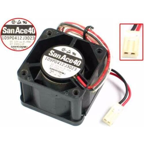 Sanyo Denki 109P0412J3023 DC 12V 0.35A 40x40x28mm 2-wire Server Cooling Fan