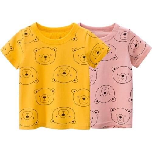 Girls Baby Clothing Children Cotton T Shirts Bear Print Kids Boys Tops Short Sleeve T-Shirt Summer Tee Cartoon New Arrive 2021