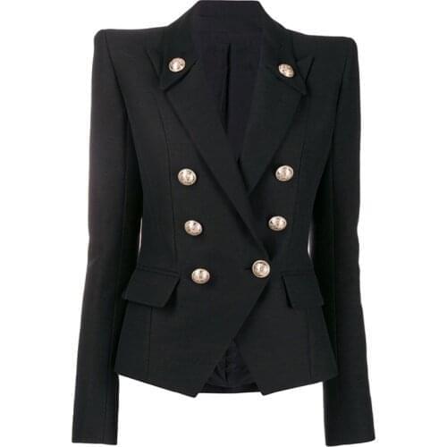 HIGH STREET 2021 Star Style Designer Blazer Womens Double Breasted Classic Metal Lion Buttons Blazer Jacket