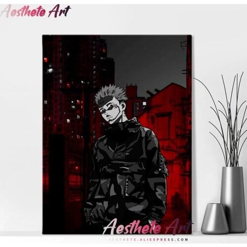 Jujutsu Kaisen Sukuna Techwear Anime Canvas Painting Wall Art Posters Prints Pictures Living Room Decoration Home Decor