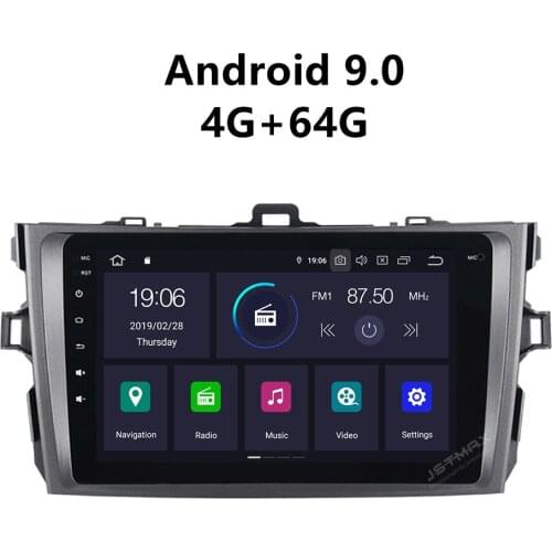JSTMAX 8'' Android 9.0 4G + 64G ISP Screen Car Radio Stereo Player For Toyota Corolla 2009 2010 2011 2012 2013 GPS Navigation