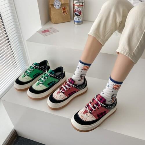 Fashion Shoes Womens Spring and Summer 2021 Sports Shoes Change Fashion Net Celebrity Stitching Lace-up Couple Fashion Sneakers