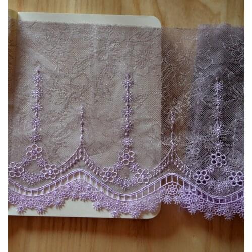 2 Meter/lot 17cm Width White Bilateral Embroidery Flower Lace Fabric Mesh Material DIY Dress Clothing Accessories