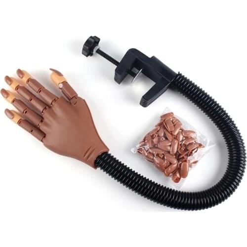 Nail Art Hands Professional Practice Hand with 100 Pcs Nail Tips Adjustable Plastic Practice Model DIY Manicure Tool Supply Mova