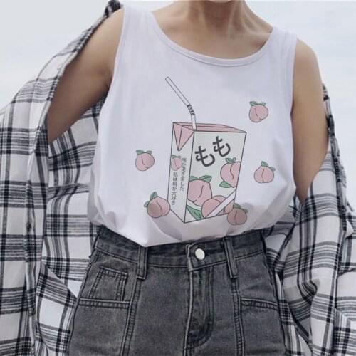 Milk Juice Japanses printing Aesthetic Cute Cartoon Tank Tops Women Harajuku Kawaii Summer Casual Vest Ulzzang Fashion Camisole