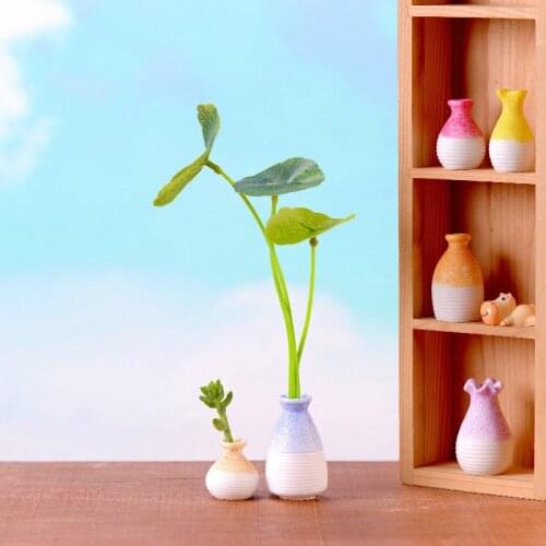 1pcs Cute mini Resin vase pastoral style Imitation Ceramic Flower Basket Flower Vases Decoration Home Nordic Decoration 2X4CM